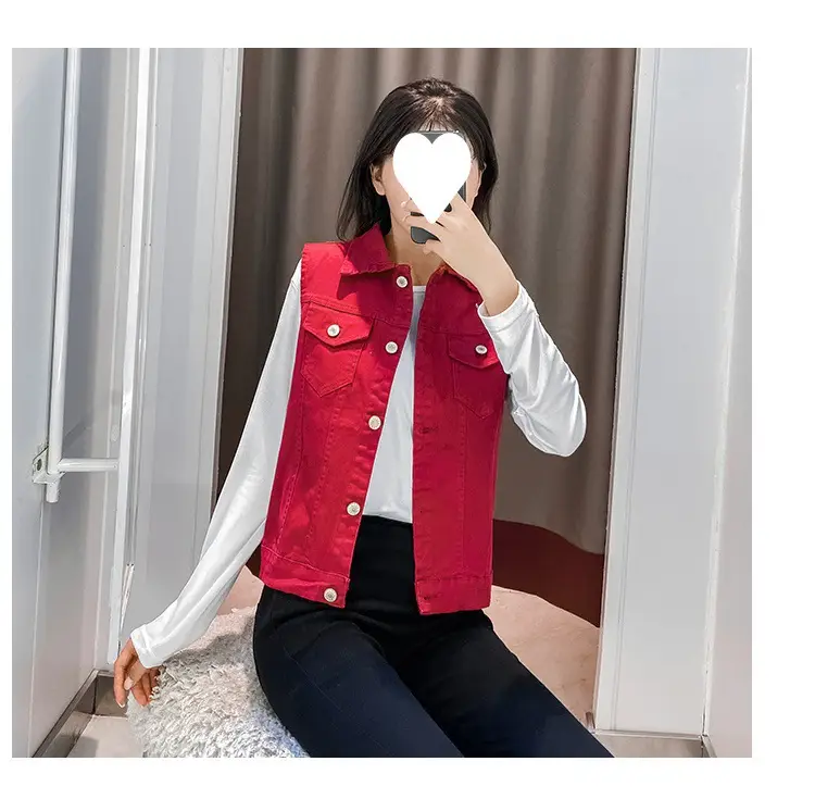 Women's 2023 White Denim Vest Slim Fit Sleeveless Clip — feature 19