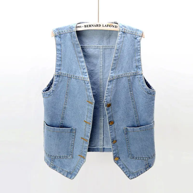 Women's 2023 White Denim Vest Slim Fit Sleeveless Clip — feature 23