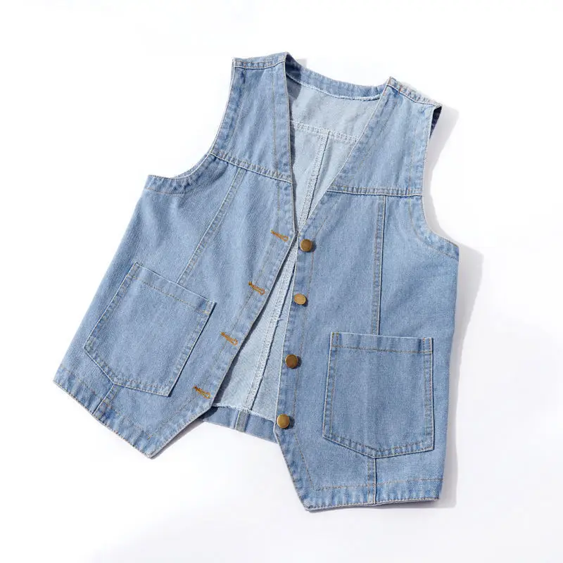 Women's 2023 White Denim Vest Slim Fit Sleeveless Clip — feature 24