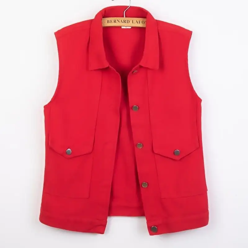 Women's 2023 White Denim Vest Slim Fit Sleeveless Clip — feature 27