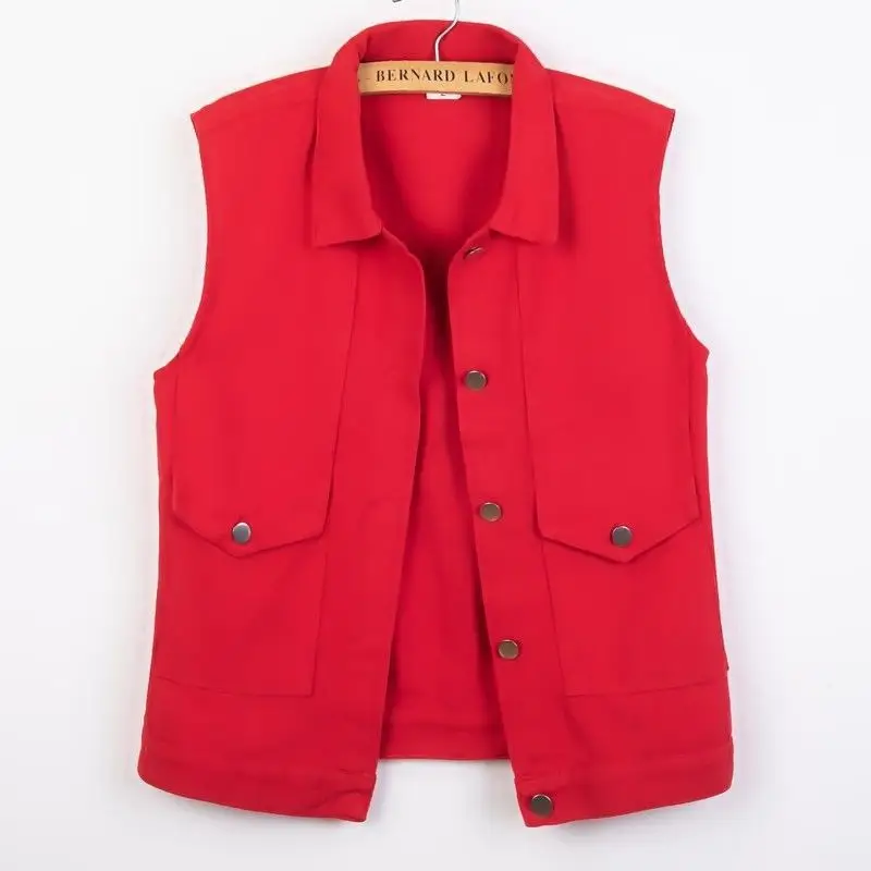 Women's 2023 White Denim Vest Slim Fit Sleeveless Clip - Image 5