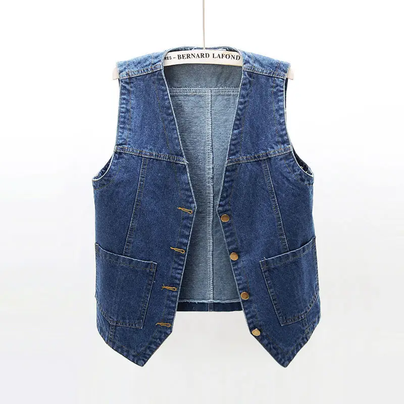 Women's 2023 White Denim Vest Slim Fit Sleeveless Clip - Image 6