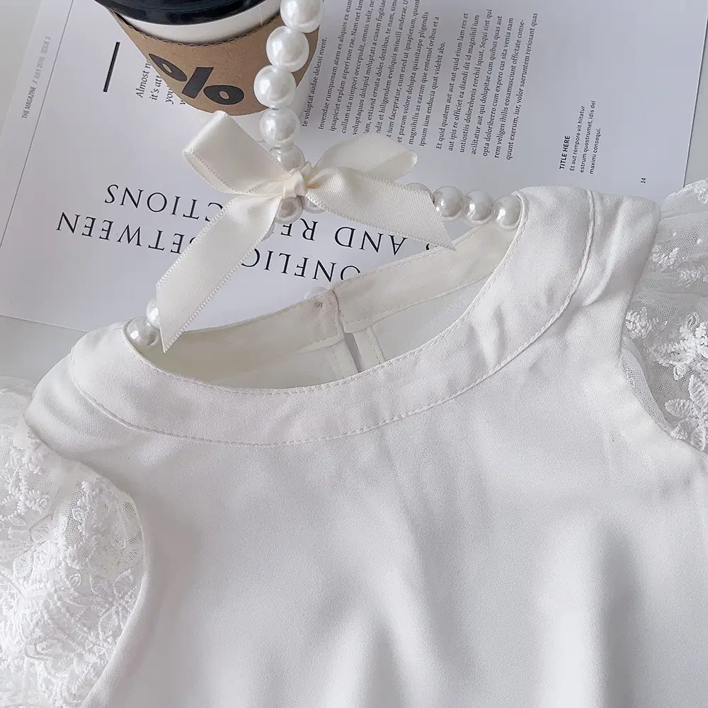 Girls White Lace Top Summer Shirt Small Medium - Image 2