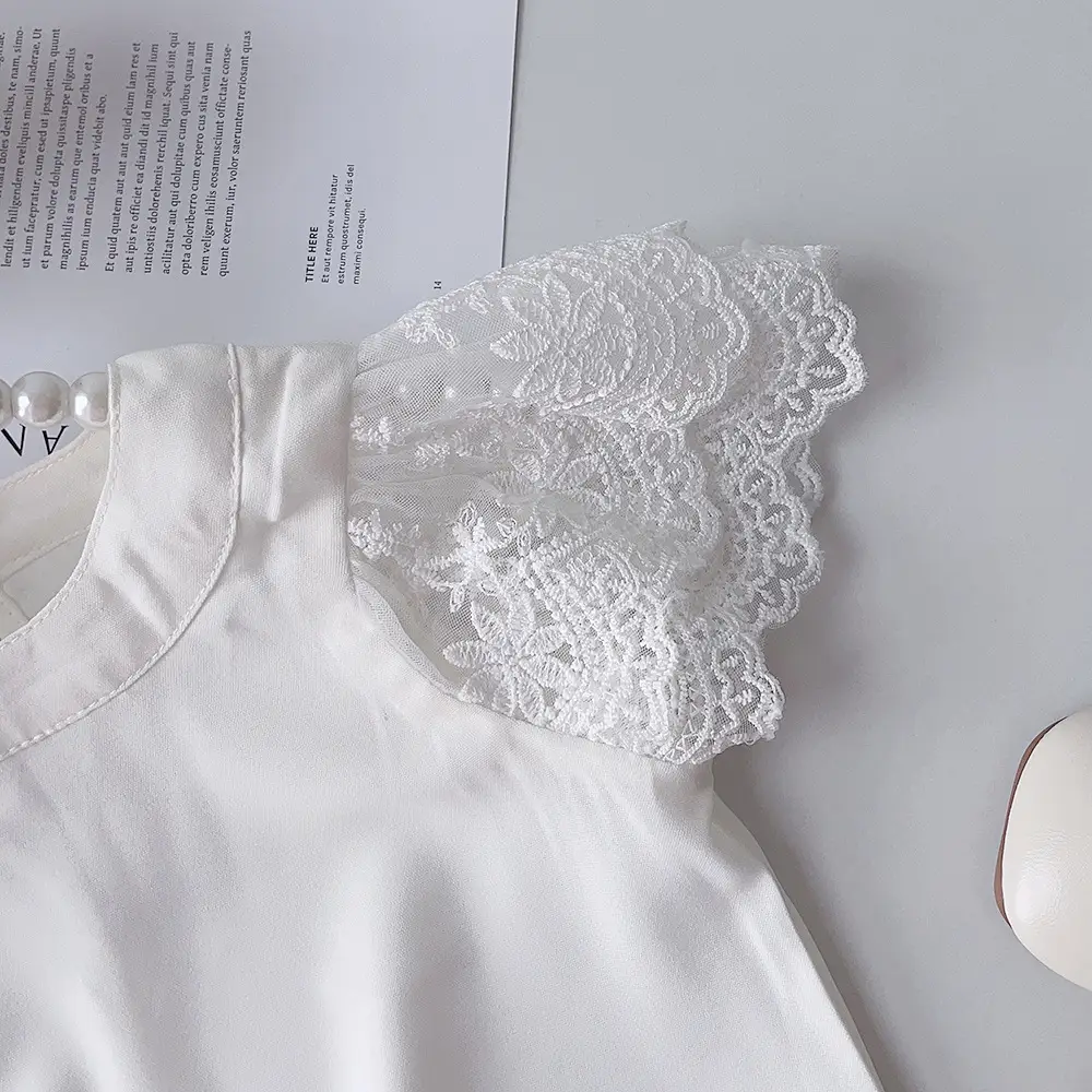 Girls White Lace Top Summer Shirt Small Medium - Image 3