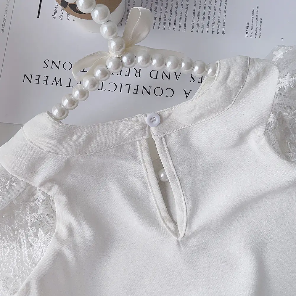 Girls White Lace Top Summer Shirt Small Medium — feature 4