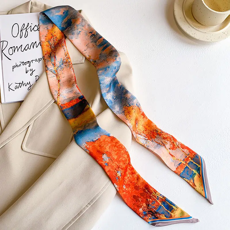 Long Narrow Silk Scarf for Women with Zipper Closure — feature 30