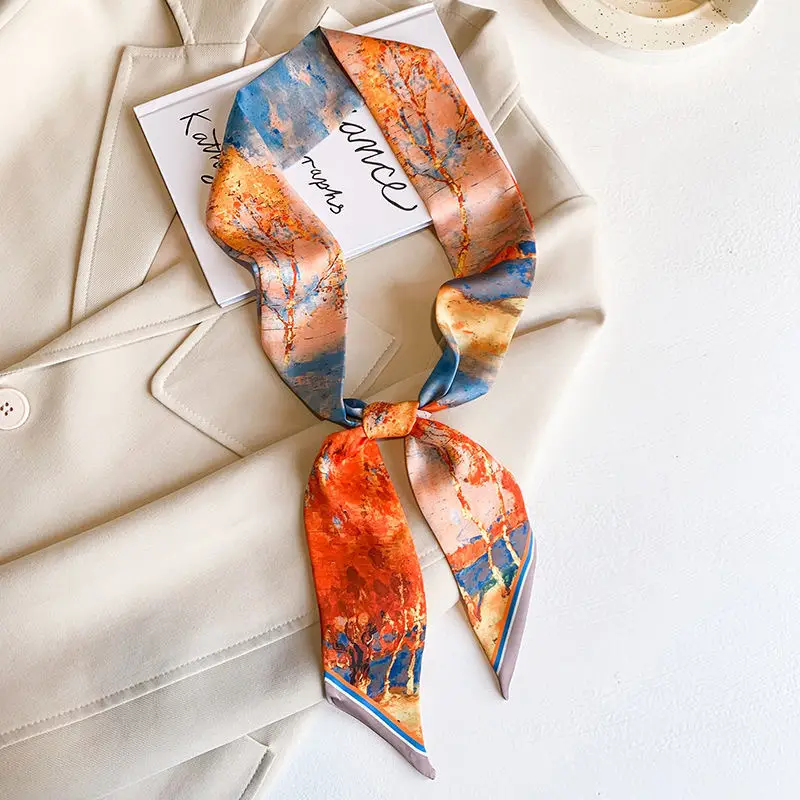 Long Narrow Silk Scarf for Women with Zipper Closure - Image 3