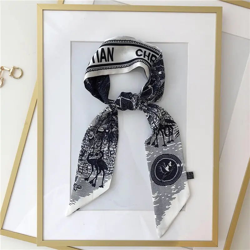 Long Narrow Silk Scarf for Women with Zipper Closure - Image 4