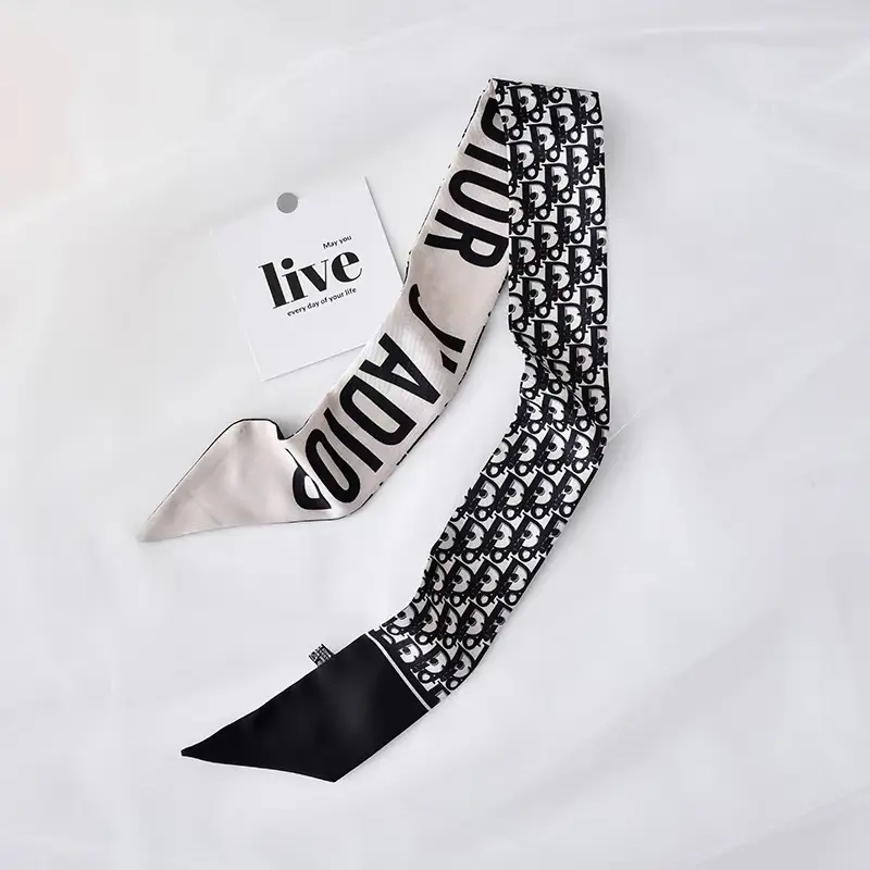 Long Narrow Silk Scarf for Women with Zipper Closure - Image 7