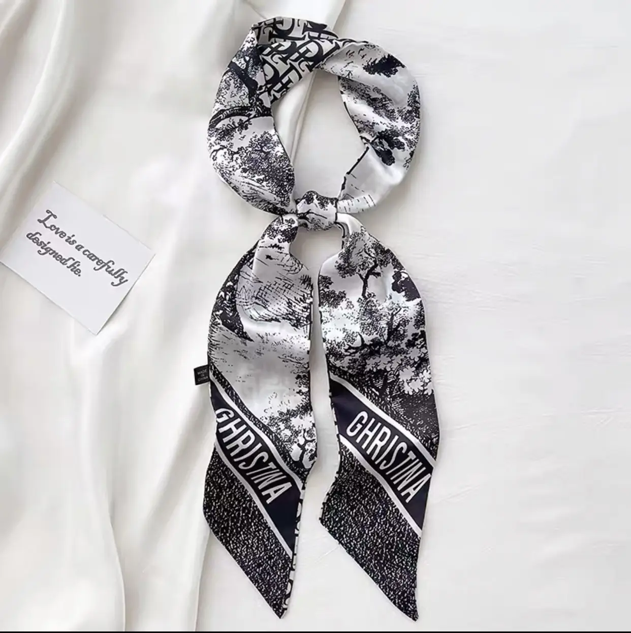Long Narrow Silk Scarf for Women with Zipper Closure - Image 9