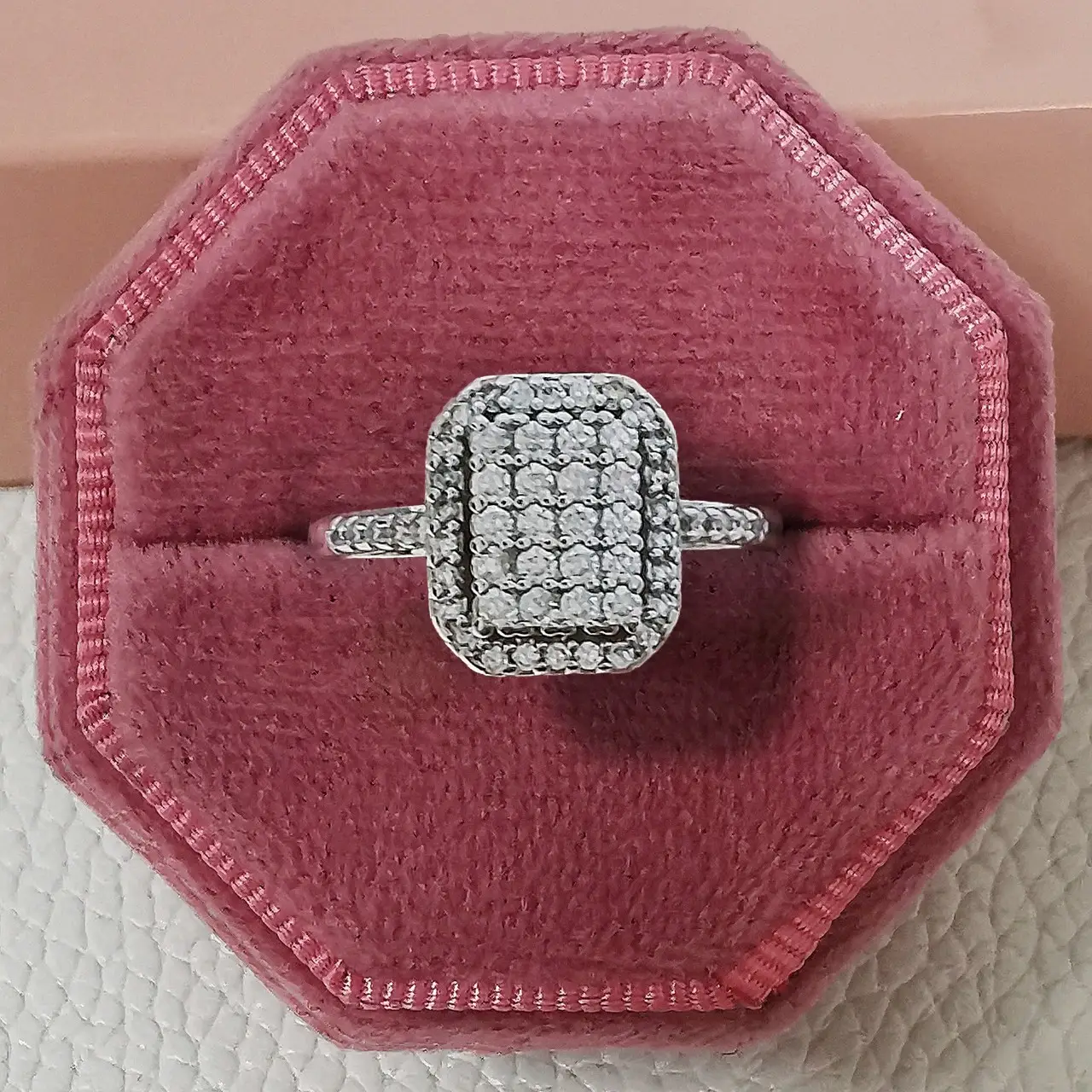 Full Diamond Zircon Ring Women's Copper Silver Plated — feature 14