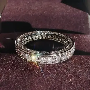 Full Diamond Zircon Ring Women's Copper Silver Plated — feature 6