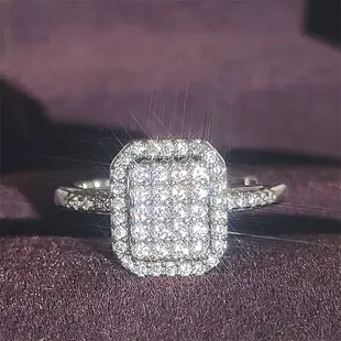 Full Diamond Zircon Ring Women's Copper Silver Plated — feature 9