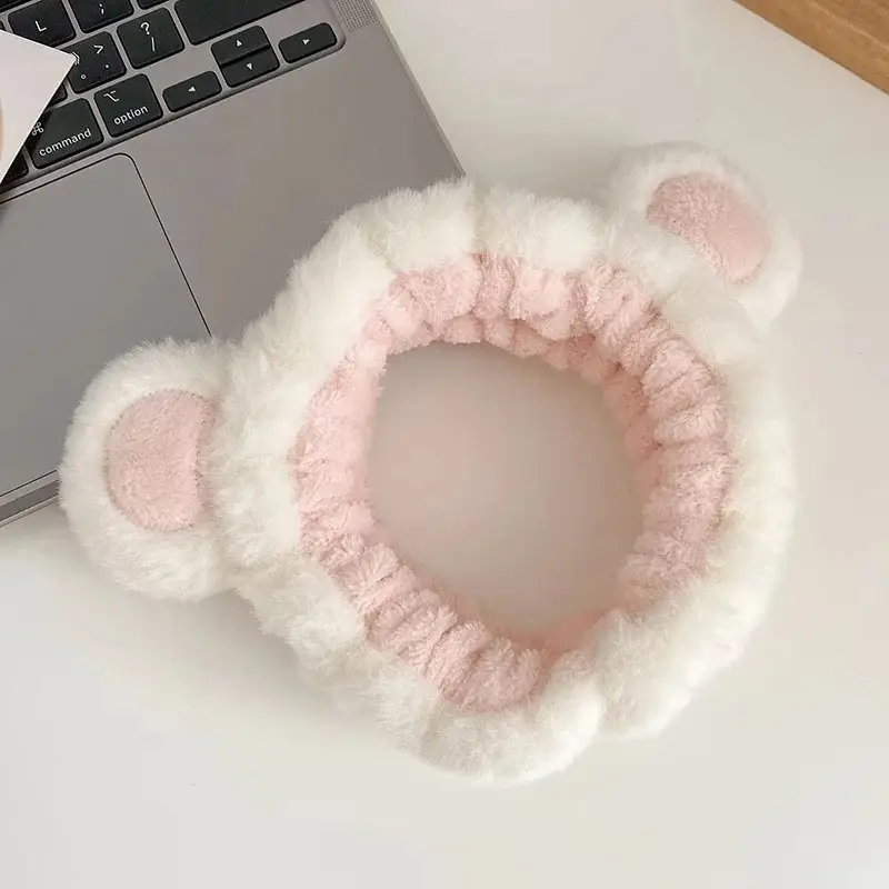Pink Bear Ear Headband for Face, Hair, Mask, Makeup — feature 12