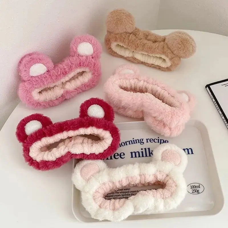 Pink Bear Ear Headband for Face, Hair, Mask, Makeup — feature 2