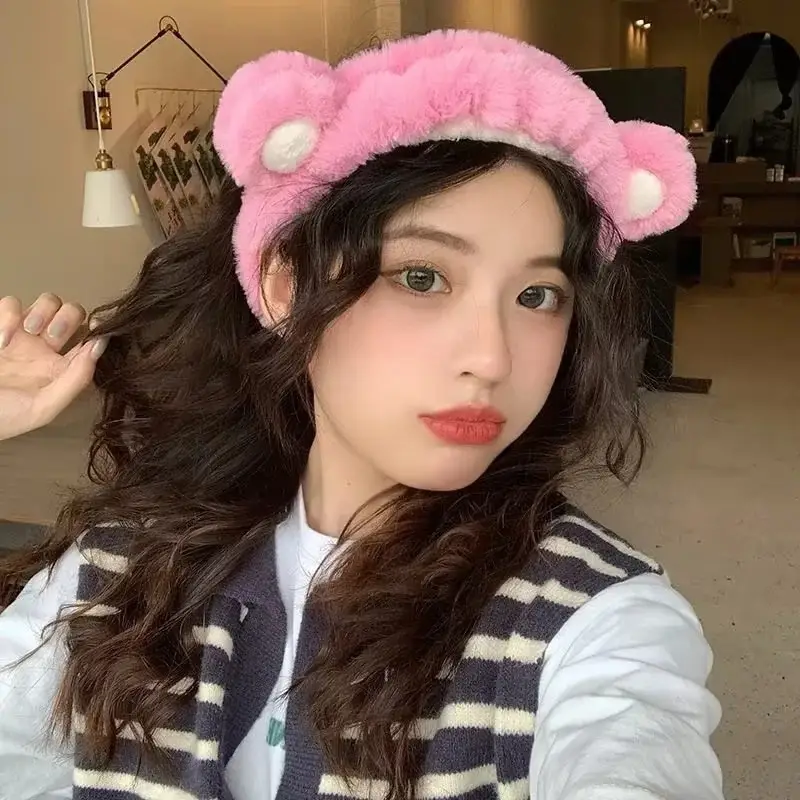 Pink Bear Ear Headband for Face, Hair, Mask, Makeup — feature 5