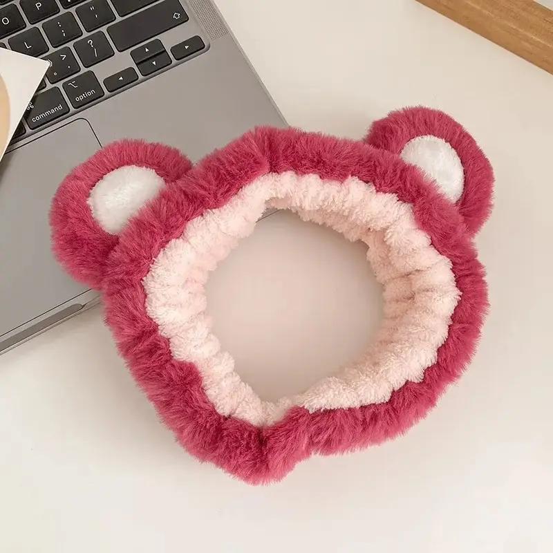 Pink Bear Ear Headband for Face, Hair, Mask, Makeup — feature 9