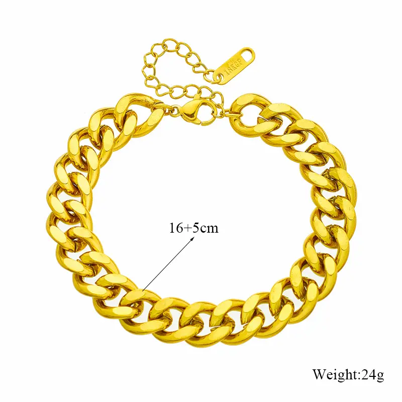 Gold Plated Chain Necklace & Bracelet Set for Men - Image 33