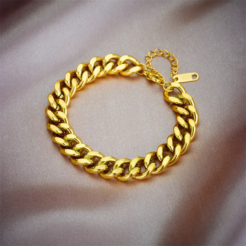 Gold Plated Chain Necklace & Bracelet Set for Men - Image 2