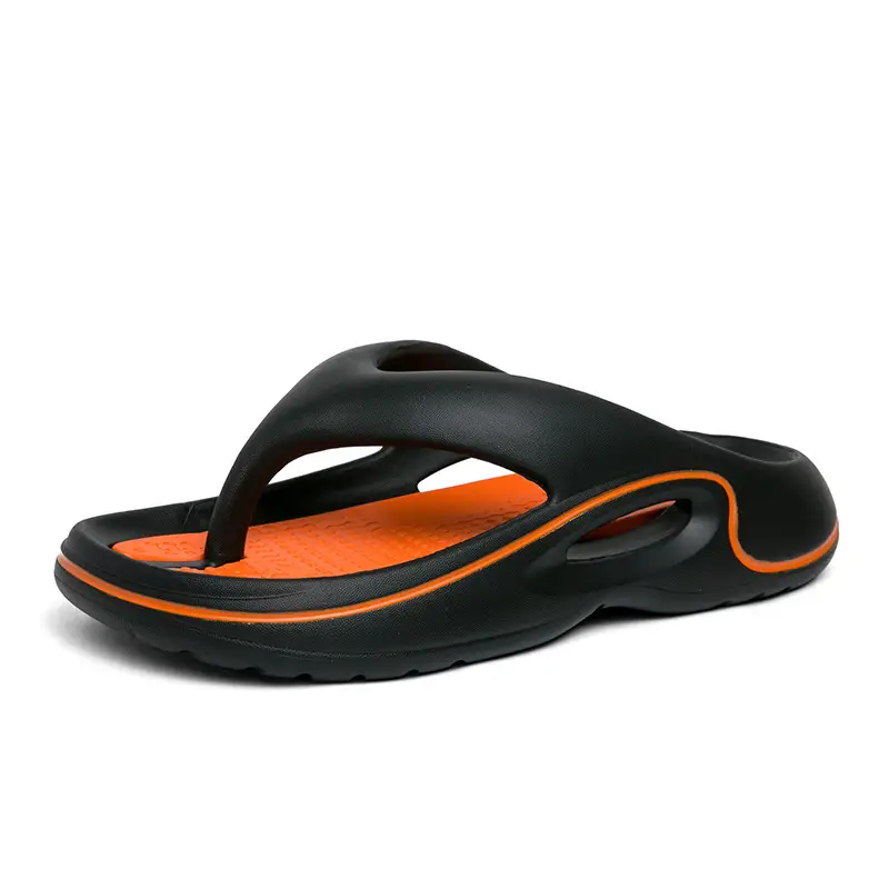 2026 Men's Black Orange EVA Flip Flops Large