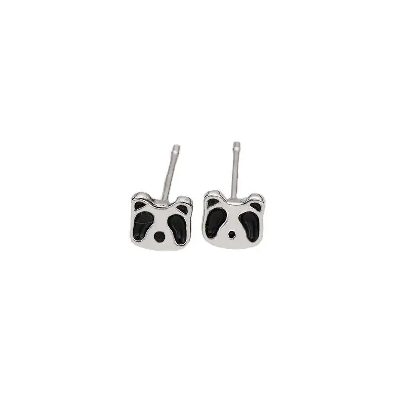S999 Foot Silver Panda Earrings Female Korean Japanese Style Cute Small All-match Cartoon Free Earrings Source Factory - Image 6