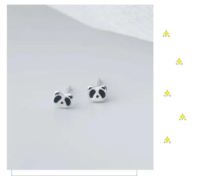 S999 Foot Silver Panda Earrings Female Korean Japanese Style Cute Small All-match Cartoon Free Earrings Source Factory — feature 39