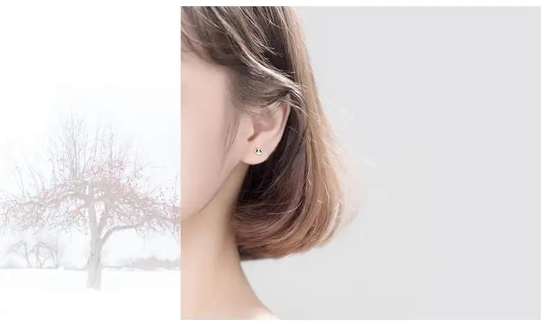 S999 Foot Silver Panda Earrings Female Korean Japanese Style Cute Small All-match Cartoon Free Earrings Source Factory — feature 46