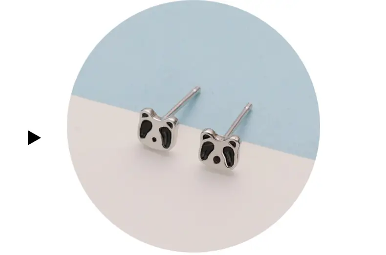 S999 Foot Silver Panda Earrings Female Korean Japanese Style Cute Small All-match Cartoon Free Earrings Source Factory — feature 48