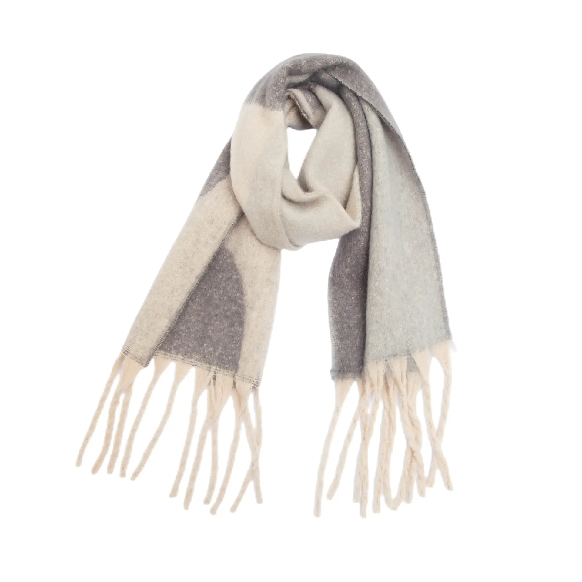 Thickened Cross-Border Shawl Green Beige Fringed - Image 4