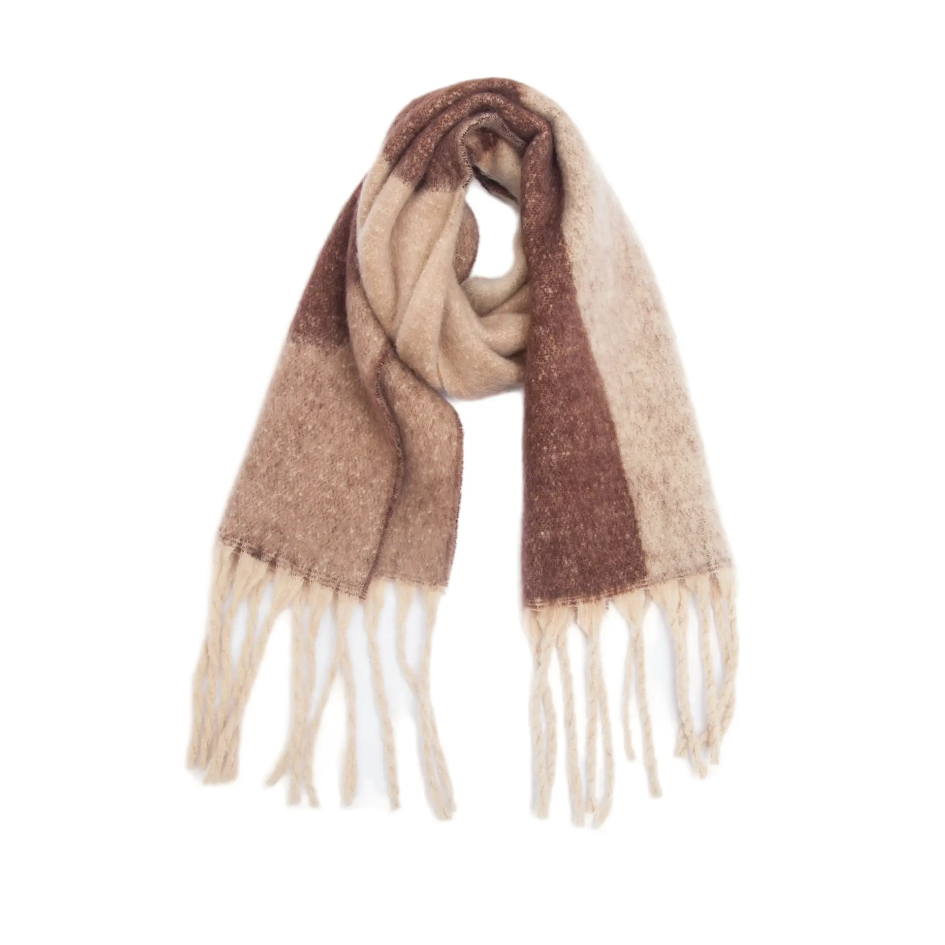 Thickened Cross-Border Shawl Green Beige Fringed - Image 7