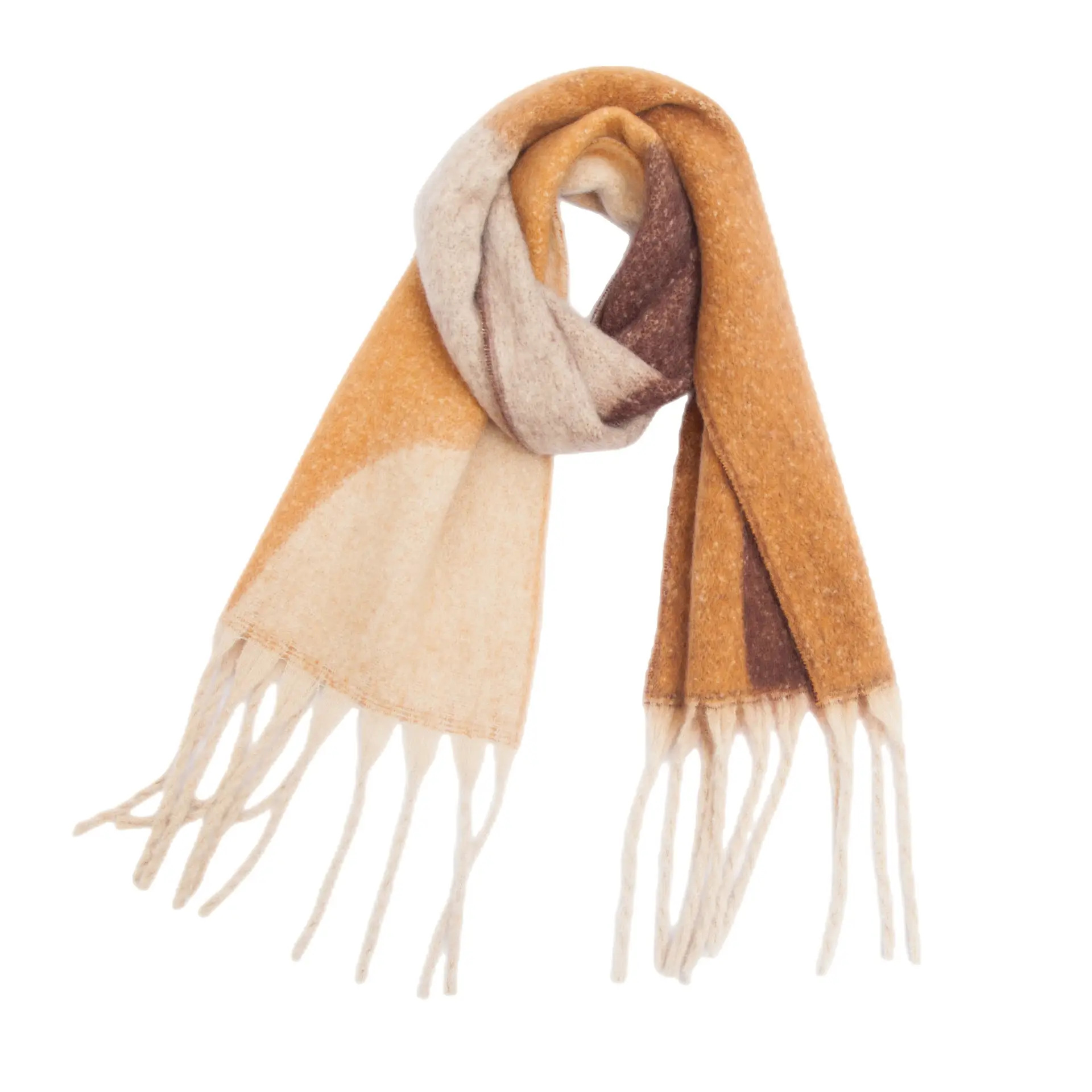 Thickened Cross-Border Shawl Green Beige Fringed - Image 8