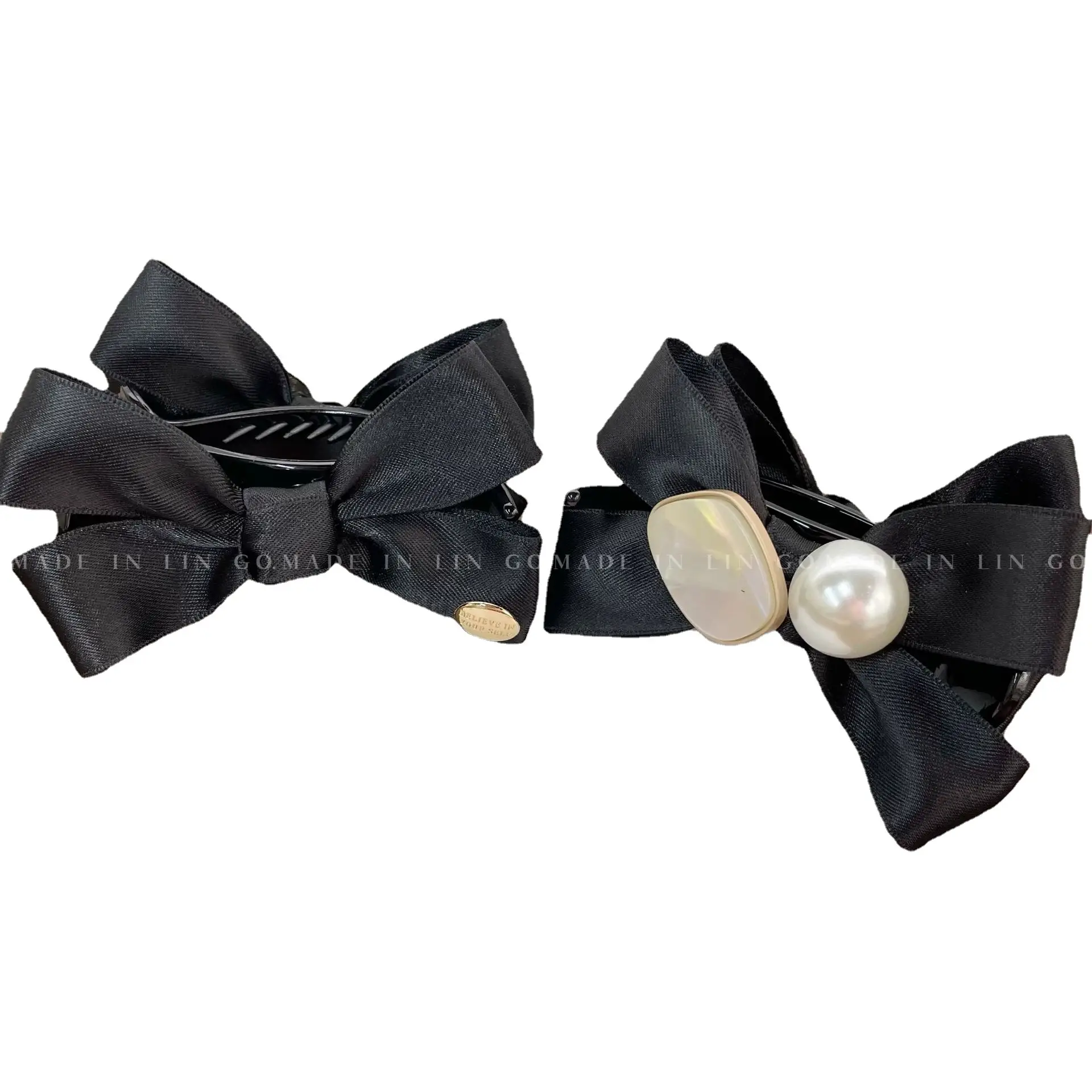 Black Silk Bow Clip for Women High Ponytail Hairpin - Image 7