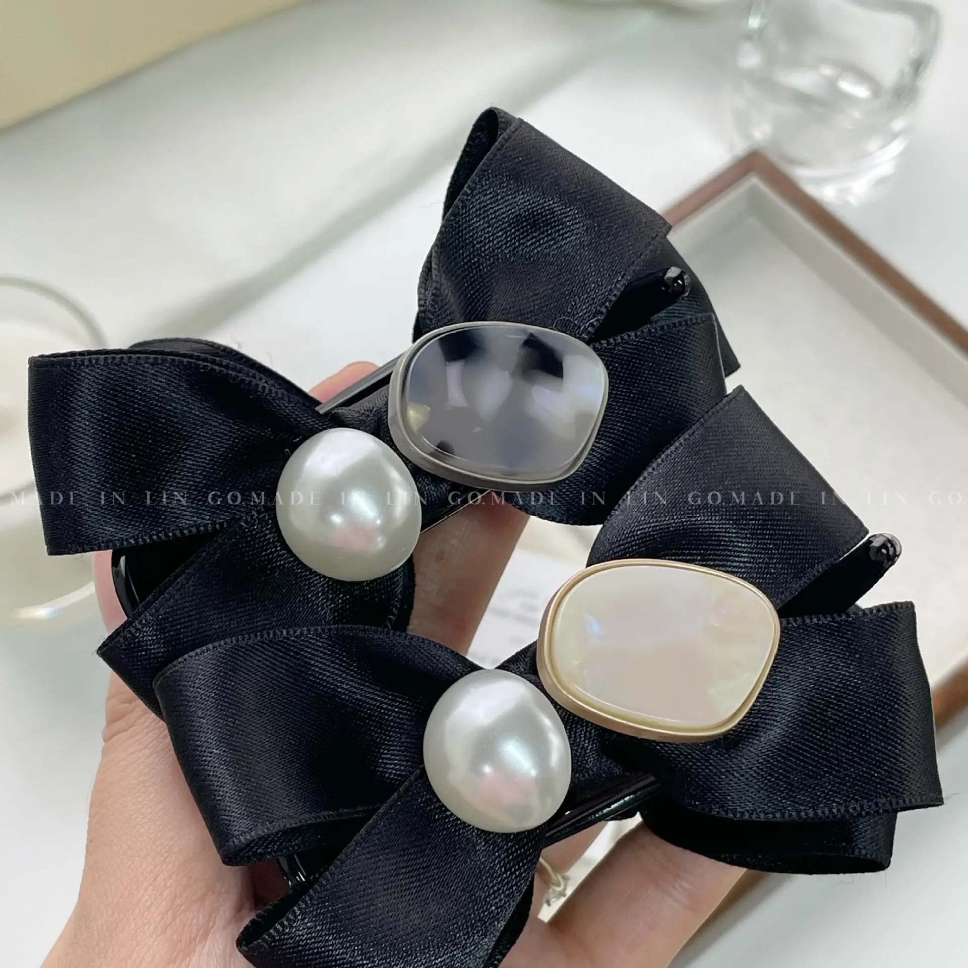 Black Silk Bow Clip for Women High Ponytail Hairpin — feature 19