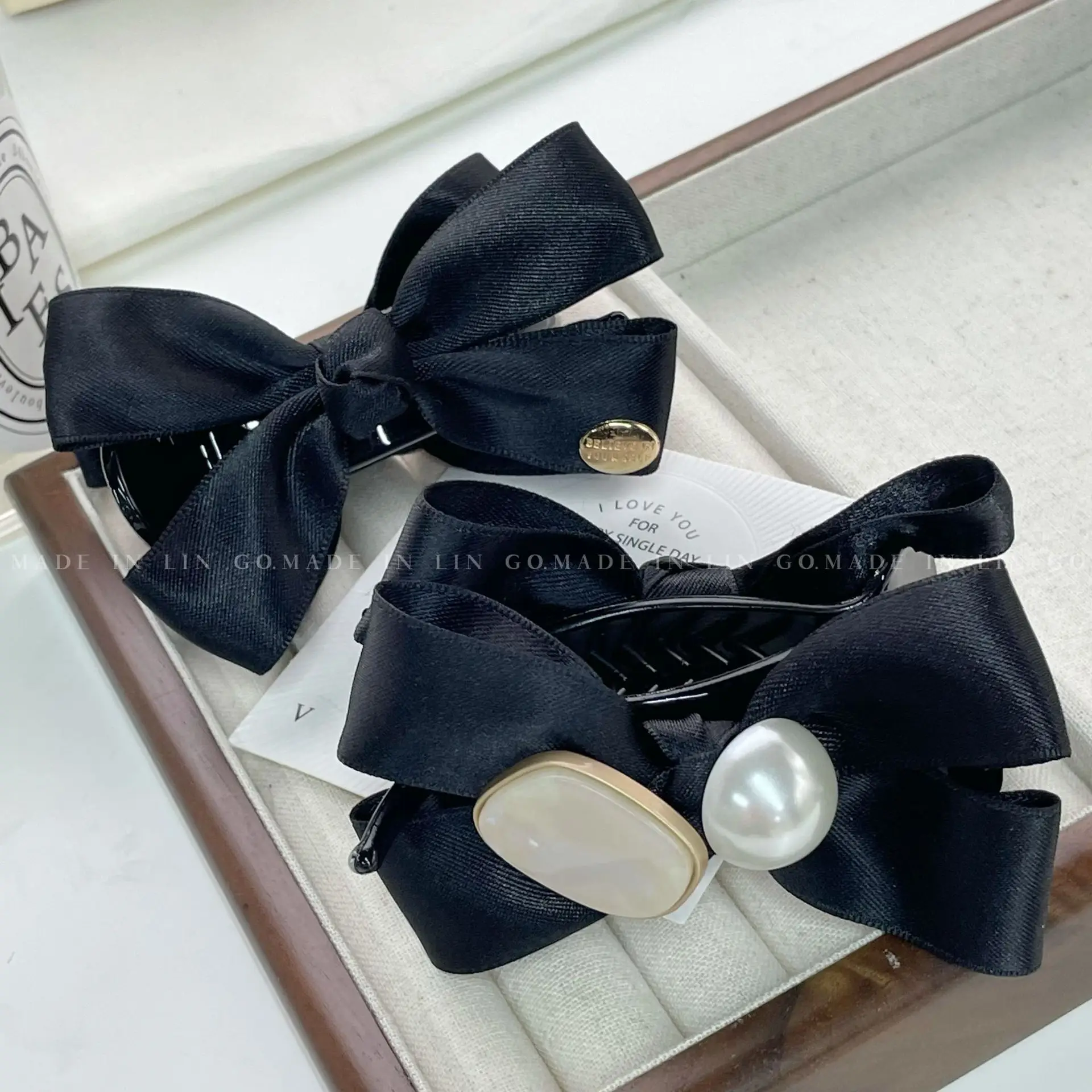 Black Silk Bow Clip for Women High Ponytail Hairpin — feature 22