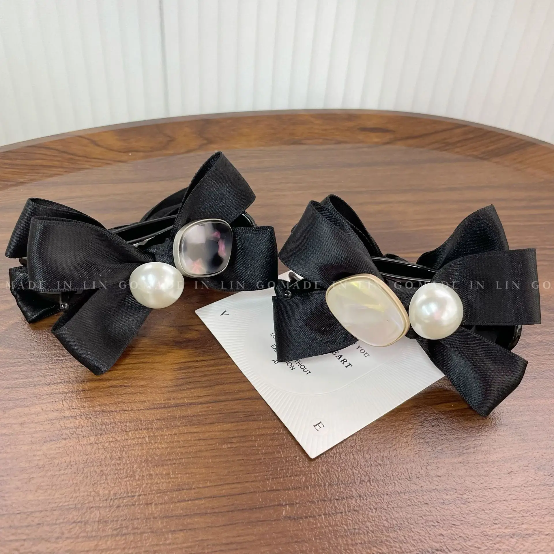 Black Silk Bow Clip for Women High Ponytail Hairpin — feature 23