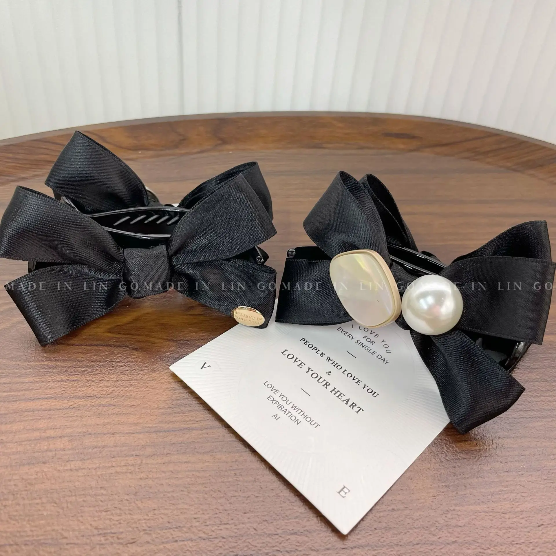 Black Silk Bow Clip for Women High Ponytail Hairpin — feature 24