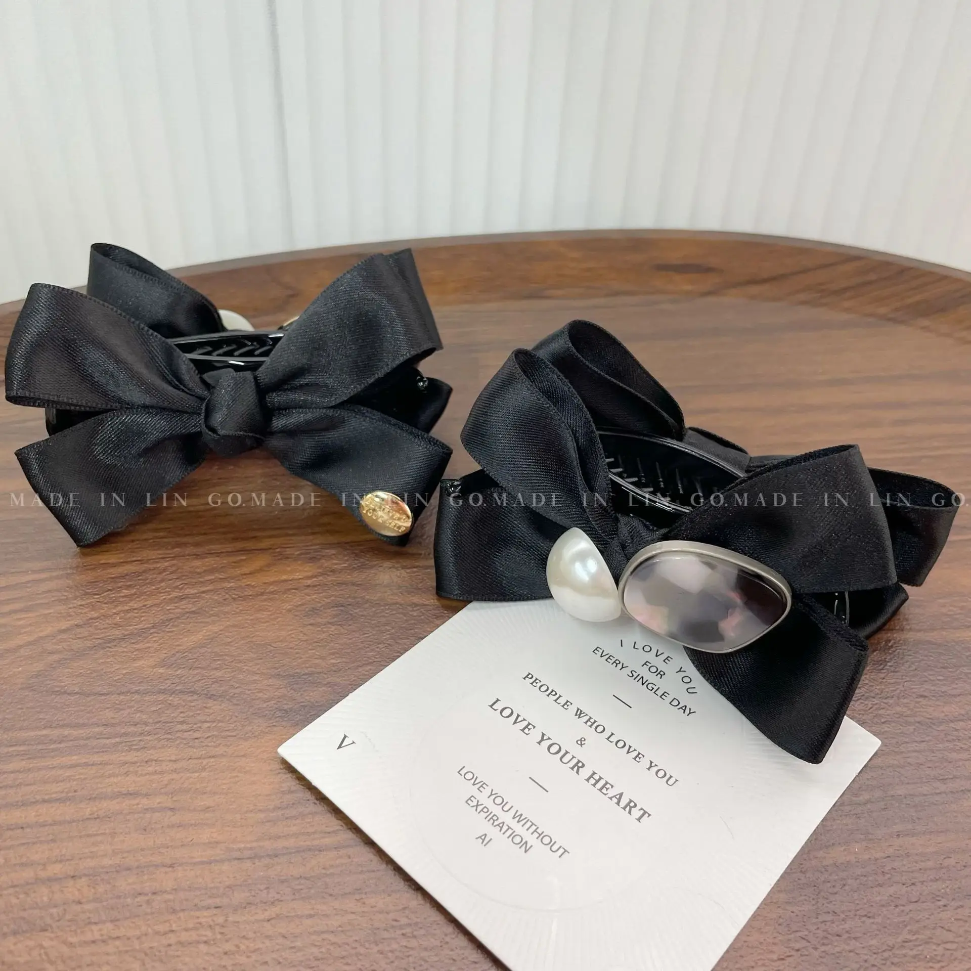 Black Silk Bow Clip for Women High Ponytail Hairpin — feature 25
