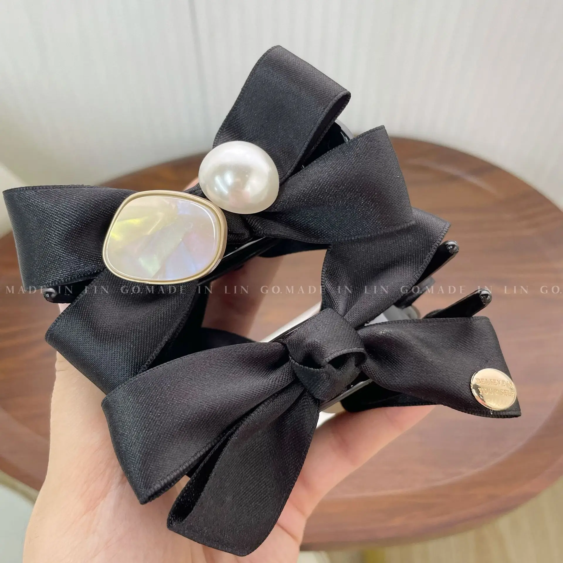 Black Silk Bow Clip for Women High Ponytail Hairpin — feature 27