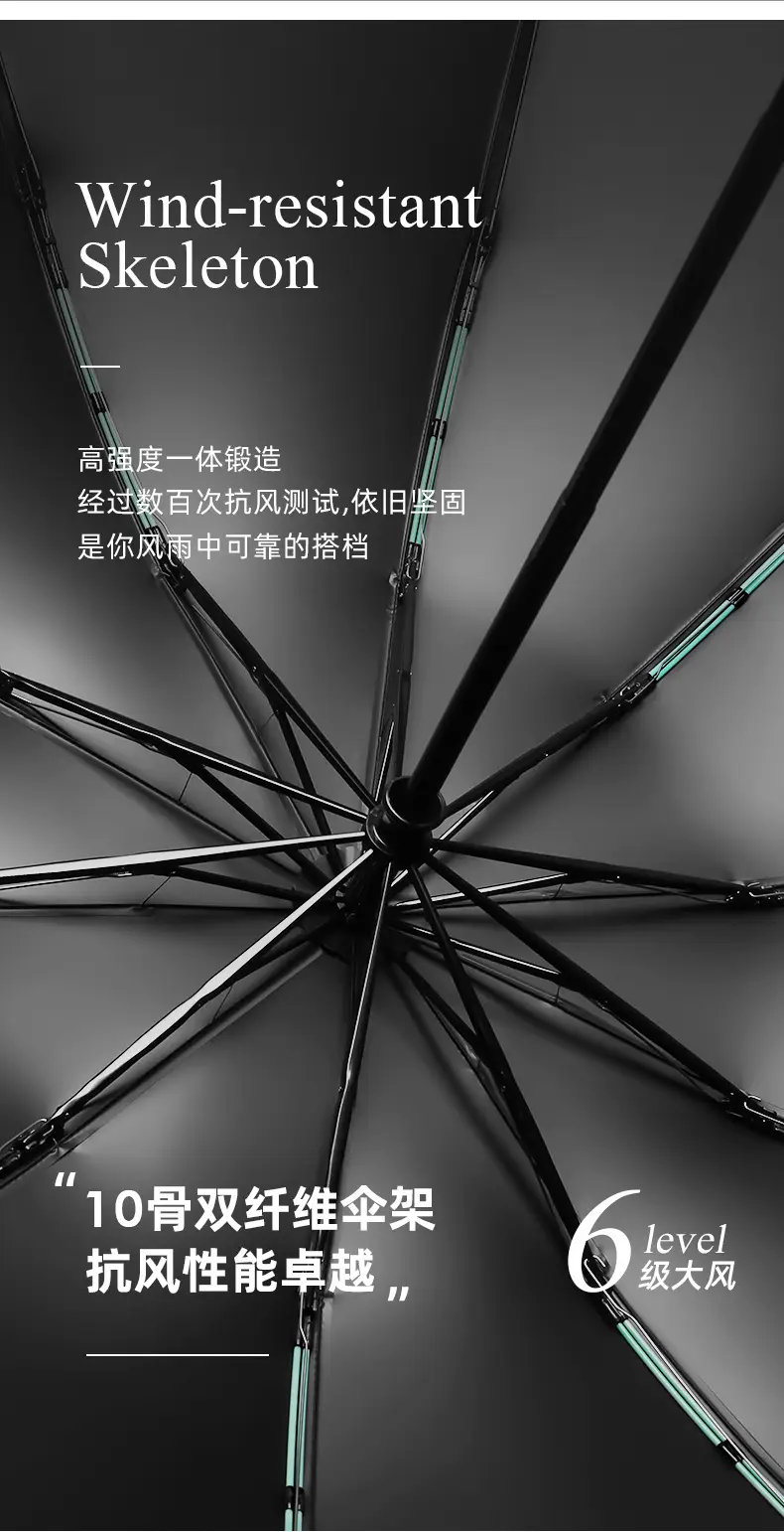 Automatic Reverse Umbrella with Wooden Handle & Double Leather Trim — feature 22