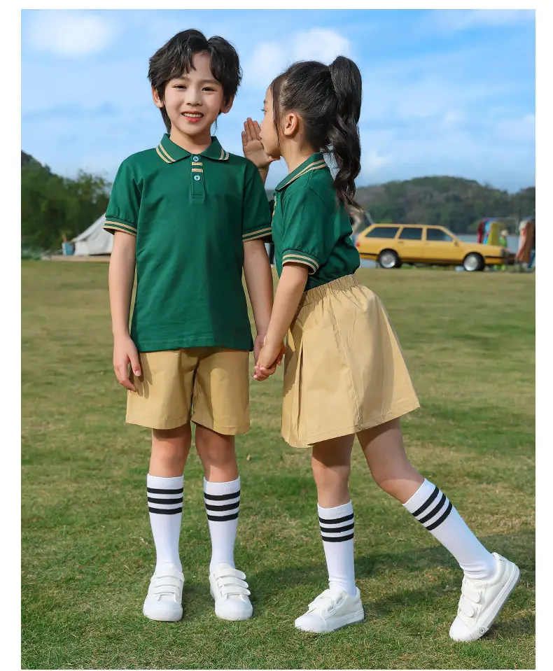 Pure Cotton Primary School Summer Skirts Beige — feature 11