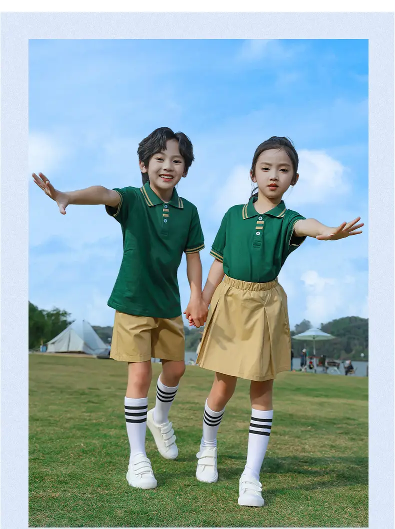 Pure Cotton Primary School Summer Skirts Beige — feature 12