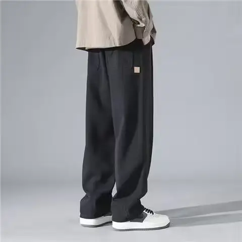 Men's Grey Wide Leg Straight Casual Pants Spring Summer 2023