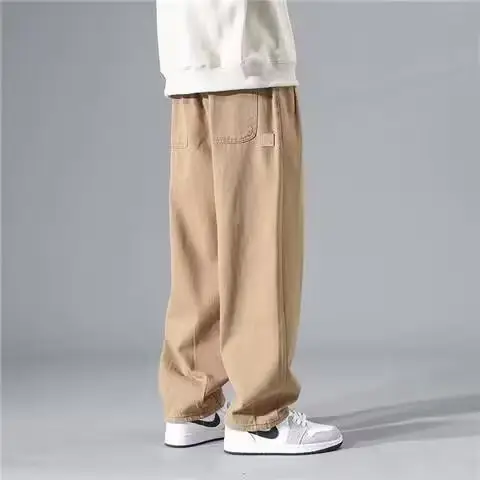 Men's Grey Wide Leg Straight Casual Pants Spring Summer 2023