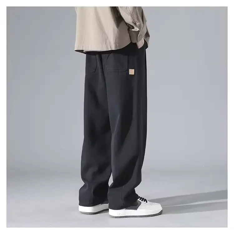 Men's Grey Wide Leg Straight Casual Pants Spring Summer 2023