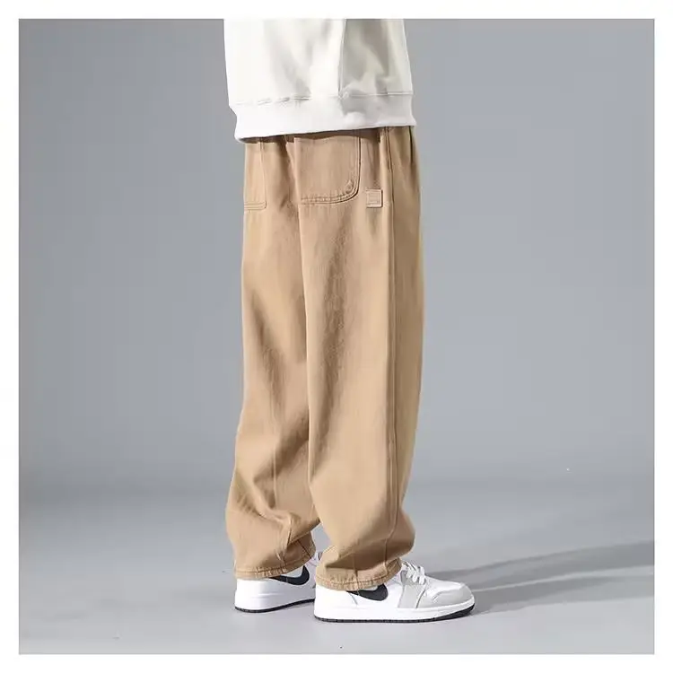 Men's Grey Wide Leg Straight Casual Pants Spring Summer 2023