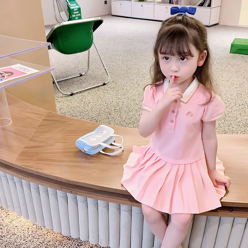 Girls Pink Pleated Polo Skirt Summer Dress 2025 - Image 3