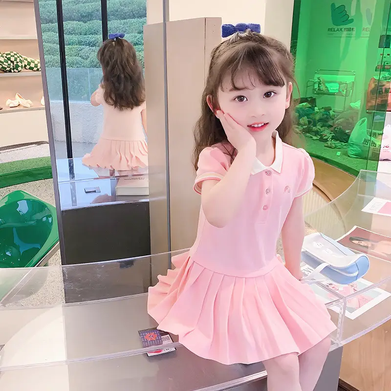 Girls Pink Pleated Polo Skirt Summer Dress 2025 - Image 4