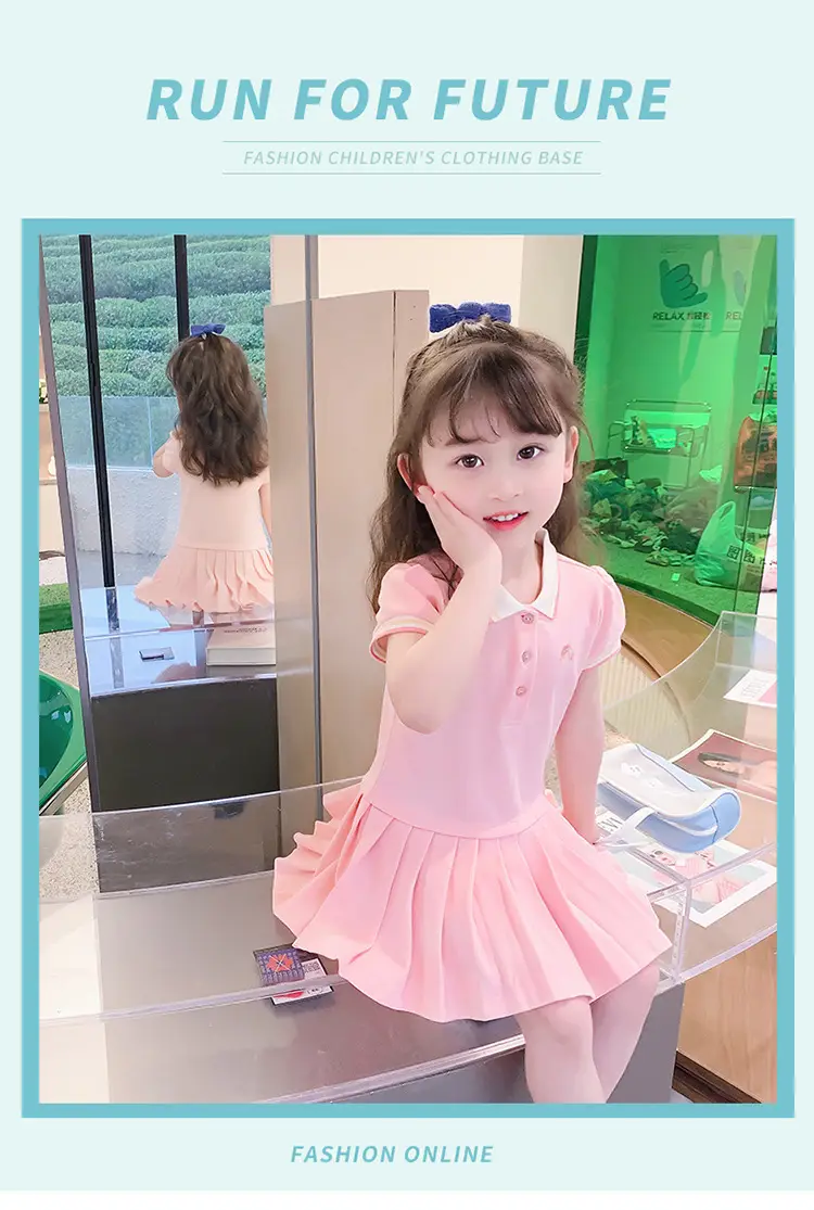 Girls Pink Pleated Polo Skirt Summer Dress 2025 — feature 1