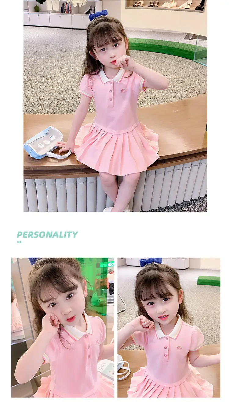 Girls Pink Pleated Polo Skirt Summer Dress 2025 — feature 4