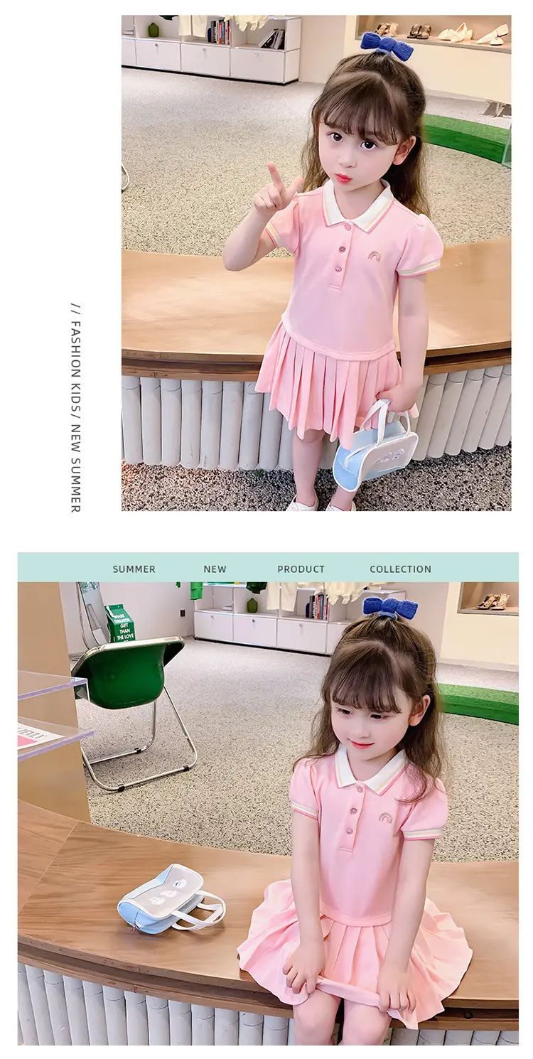 Girls Pink Pleated Polo Skirt Summer Dress 2025 — feature 5
